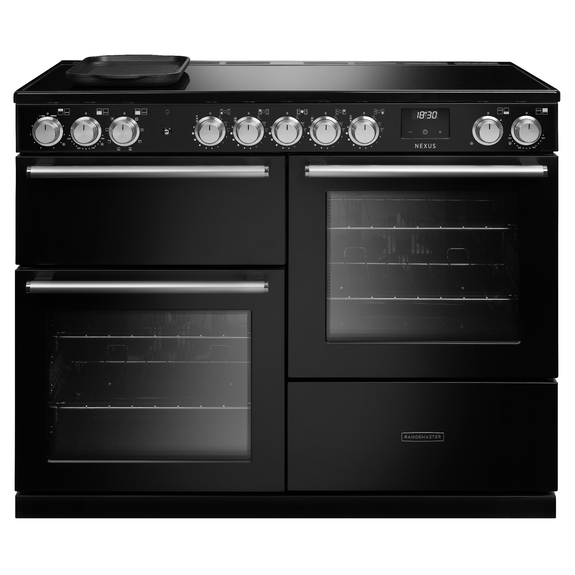 Rangemaster NEXO110EIPCBL/CM1 Nexus 110cm OC Induction Range Cooker Chrome Trim 16438 - Charcoal Black