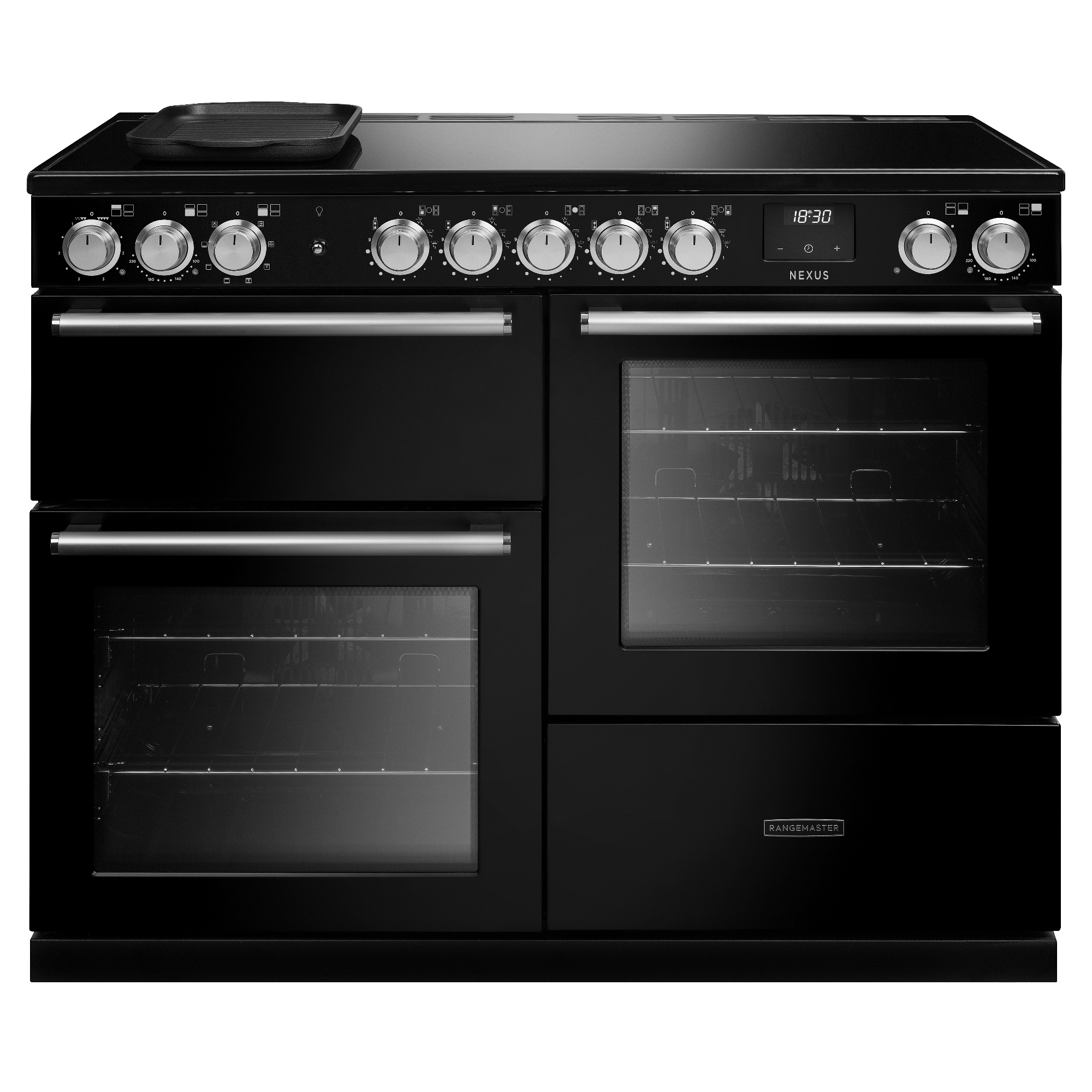 Rangemaster NEXO110EIPGBL/CM1 Nexus 110cm OC Induction Range Cooker Chrome Trim 16437 - Black