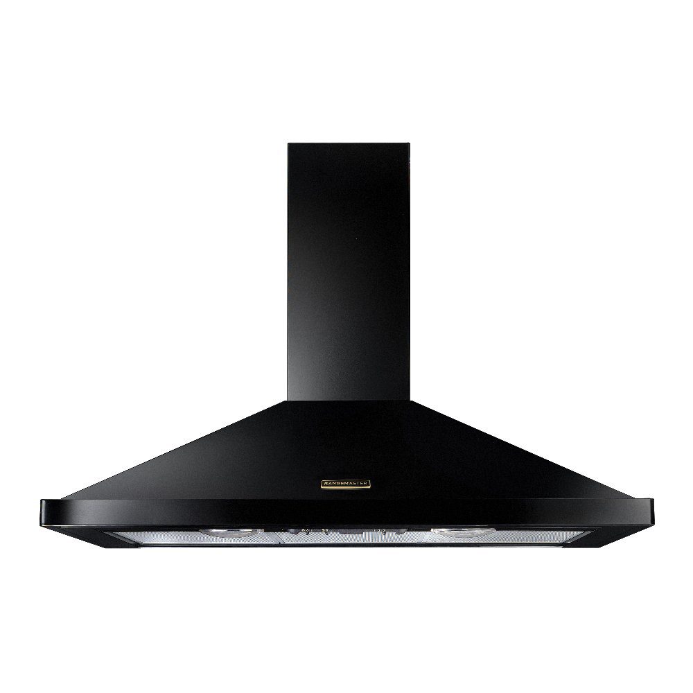 Rangemaster  90cm Chimney Hood With Brass Badge RHDC90BL/B - Black