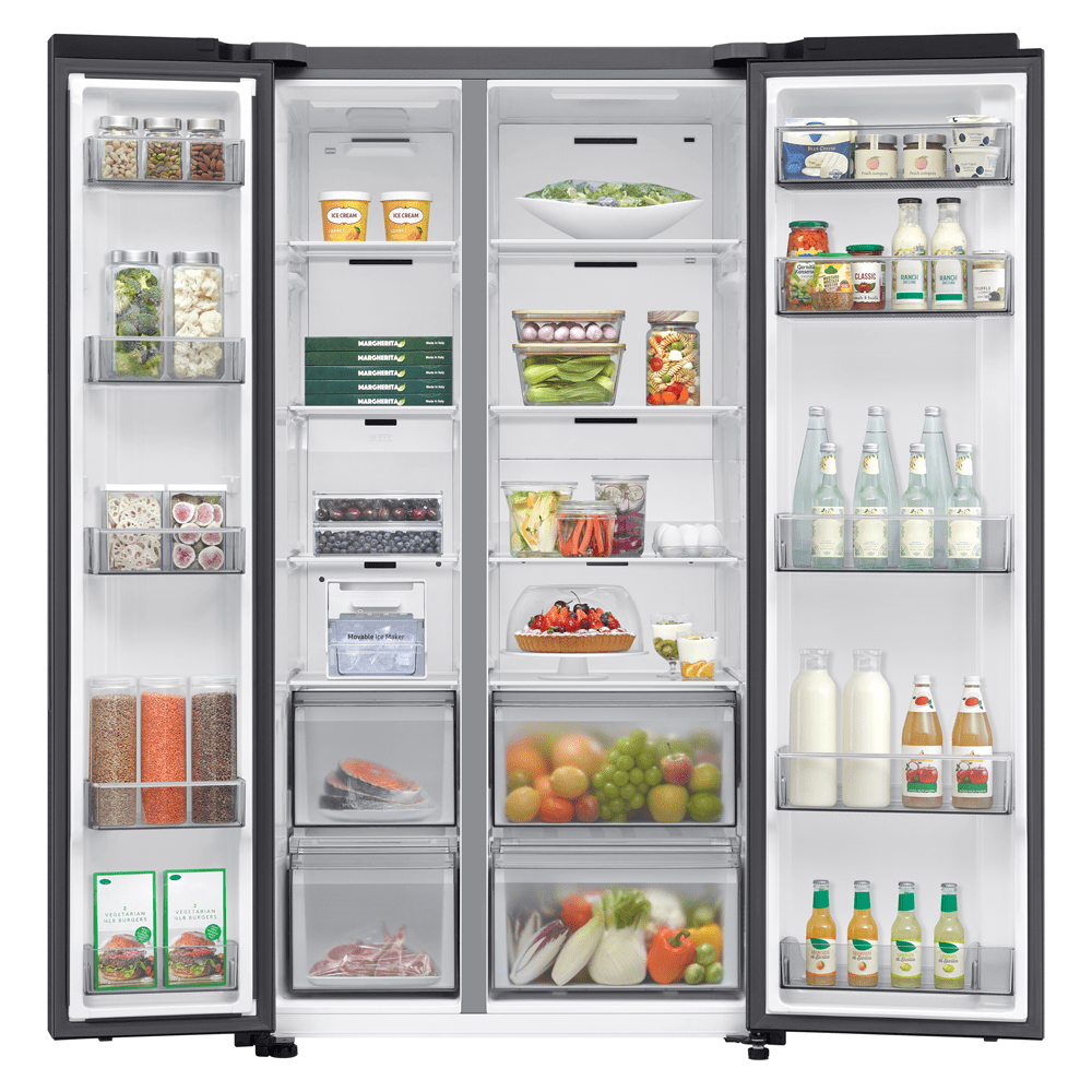 Samsung Bespoke AI Series 7 American Style Fridge Freezer Non Ice & Water RS70F67QCFEU - Black Steel Samsung Bespoke AI Series 7 American Style Fridge Freezer Non Ice & Water RS70F67QCFEU - Black Steel
