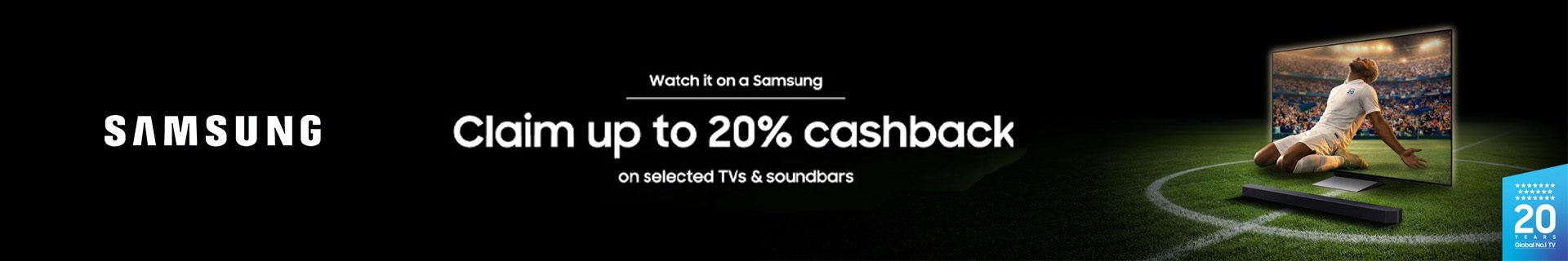 get cashback on selected samsung tvs and soundbars promotional image