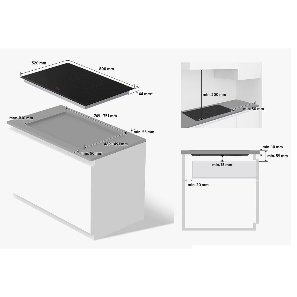 Samsung 80cm Series 5 Four Zone Flex Induction Hob NZ84C5047GK/1 - Black Samsung 80cm Series 5 Four Zone Flex Induction Hob NZ84C5047GK/1 - Black