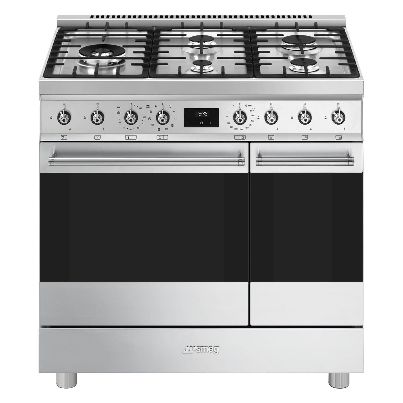 Smeg  90cm Symphony Pyrolytic Dual Fuel Range Cooker C92GPX2 - Stainless Steel