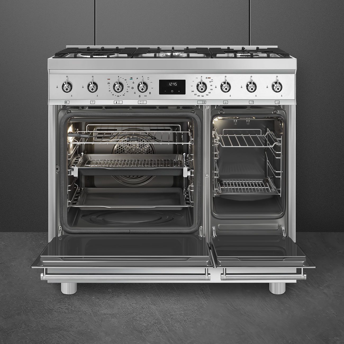 Smeg 90cm Symphony Pyrolytic Dual Fuel Range Cooker C92GPX2 - Stainless Steel Smeg 90cm Symphony Pyrolytic Dual Fuel Range Cooker C92GPX2 - Stainless Steel