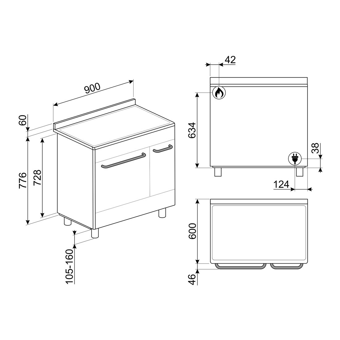 Smeg 90cm Concert Dual Fuel Range Cooker CX92GM - Stainless Steel Smeg 90cm Concert Dual Fuel Range Cooker CX92GM - Stainless Steel