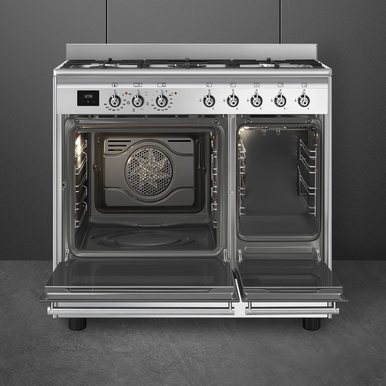 Smeg 90cm Concert Dual Fuel Range Cooker CX92GM - Stainless Steel Smeg 90cm Concert Dual Fuel Range Cooker CX92GM - Stainless Steel