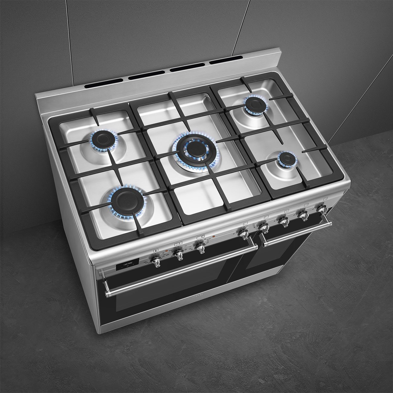 Smeg 90cm Concert Dual Fuel Range Cooker CX92GM - Stainless Steel Smeg 90cm Concert Dual Fuel Range Cooker CX92GM - Stainless Steel