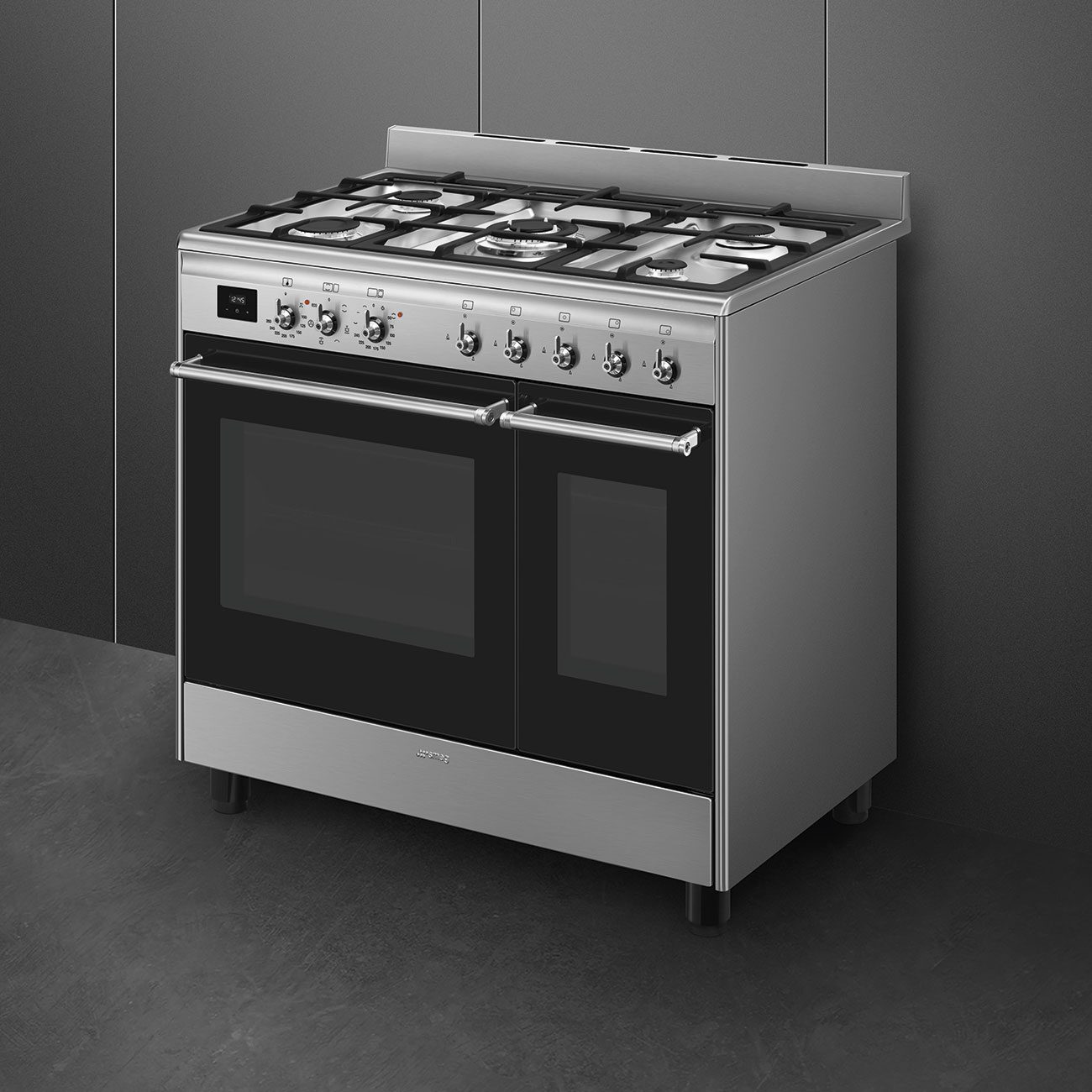 Smeg 90cm Concert Dual Fuel Range Cooker CX92GM - Stainless Steel Smeg 90cm Concert Dual Fuel Range Cooker CX92GM - Stainless Steel