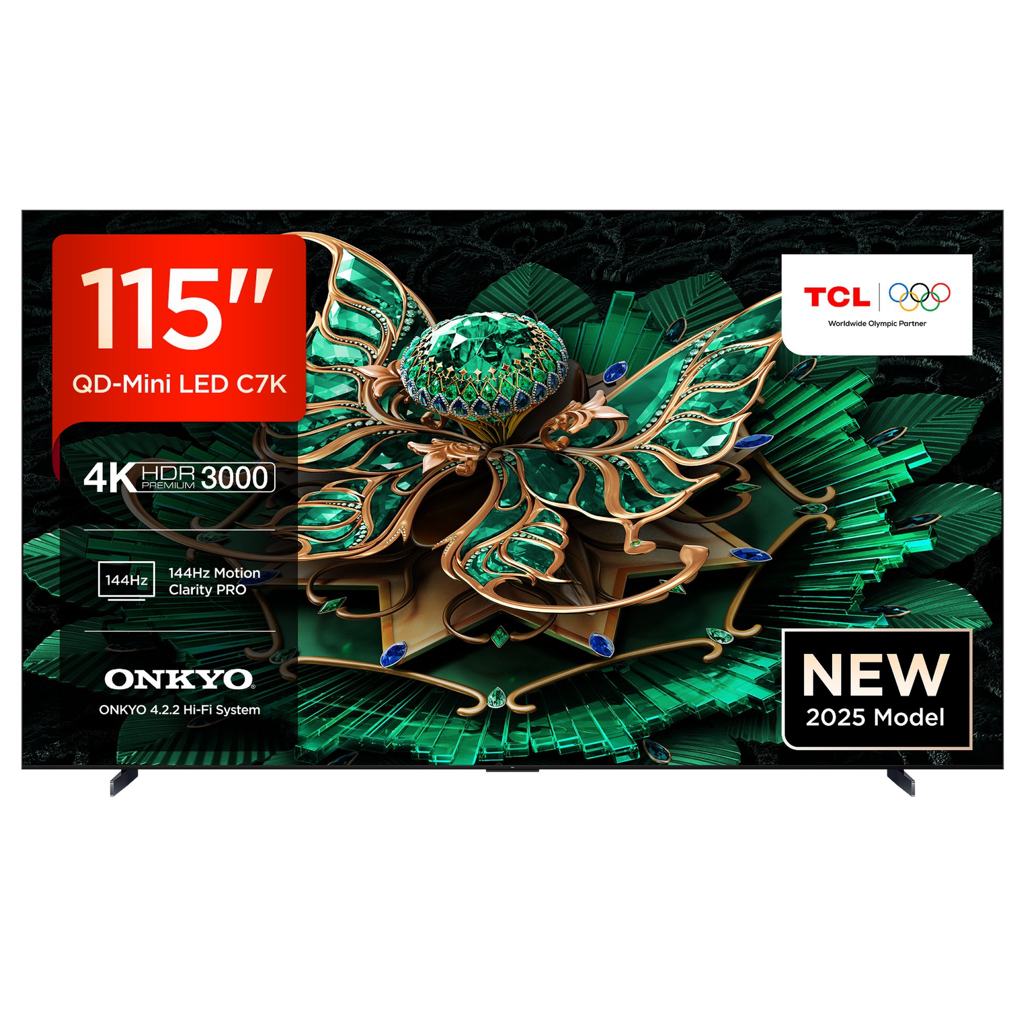 TCL  2025 115" 4K Premium QD-Mini LED UHD Smart TV 115C7K-UK - Black