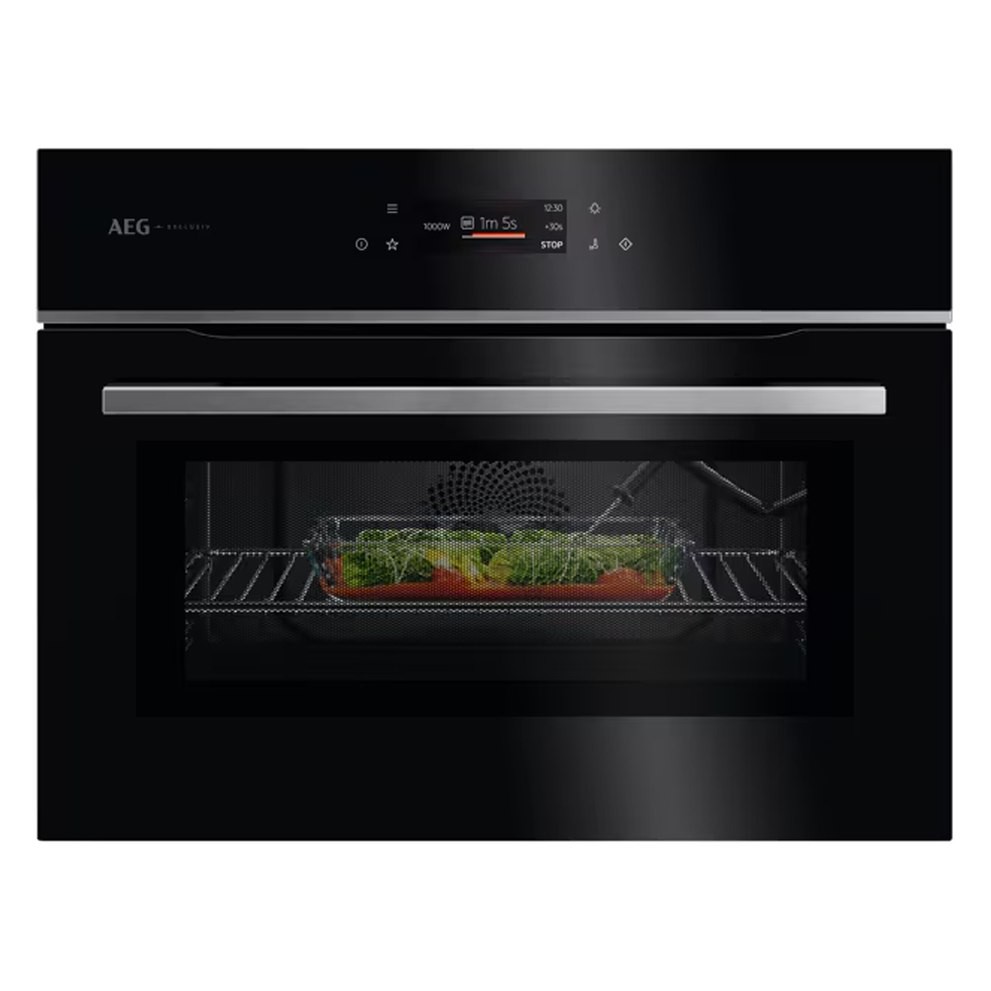 AEG Exclusiv 60cm Series 8000 Built In Combi Microwave For Tall Housing GK7NK62FB - Black