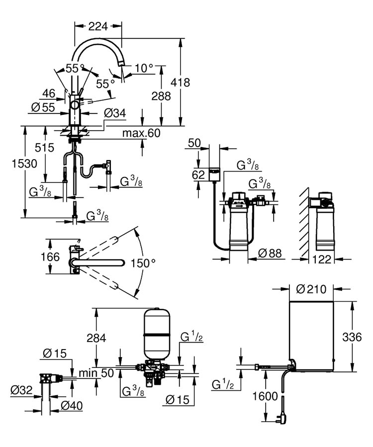 Grohe Red 2.0 Duo Instant Boiling Water Tap and M Size Boiler 30058DC1 - STAINLESS STEEL Grohe Red 2.0 Duo Instant Boiling Water Tap and M Size Boiler 30058DC1 - STAINLESS STEEL