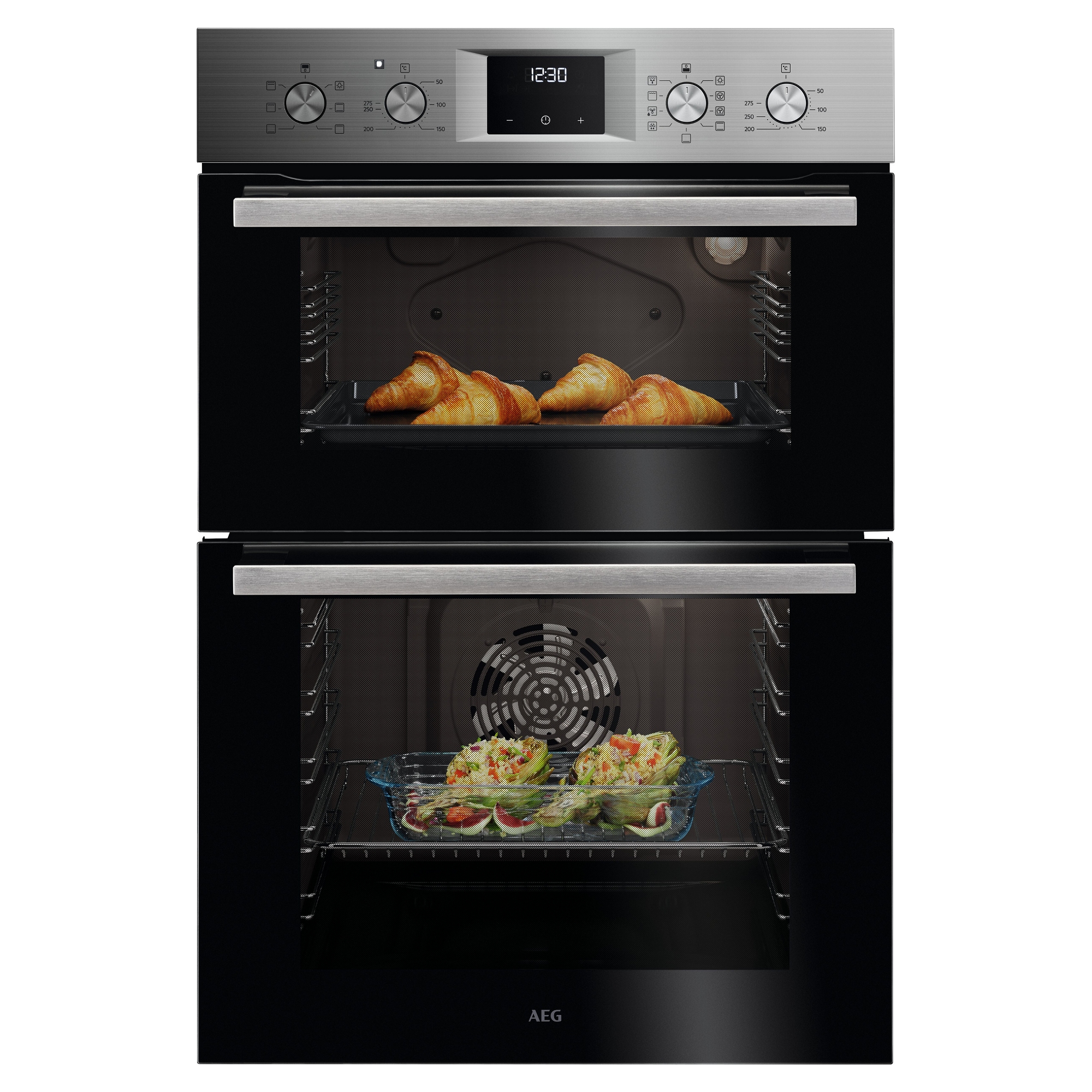 AEG Series 6000 59.4cm Built In Multifunction Double Oven GU5CP20M - Stainless Steel
