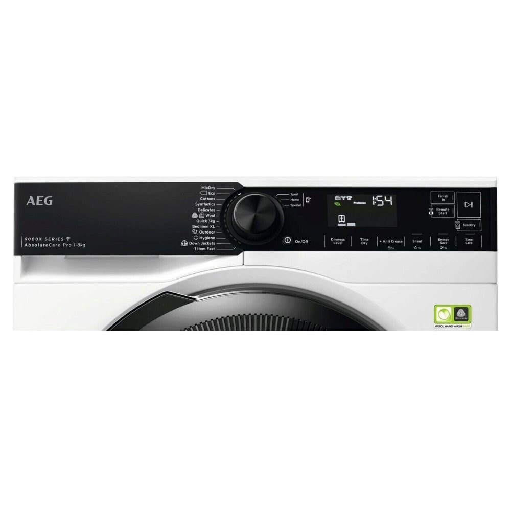 AEG 8kg Series 9000 Heat Pump Condenser Dryer TR948V4BC - WHITE AEG 8kg Series 9000 Heat Pump Condenser Dryer TR948V4BC - WHITE