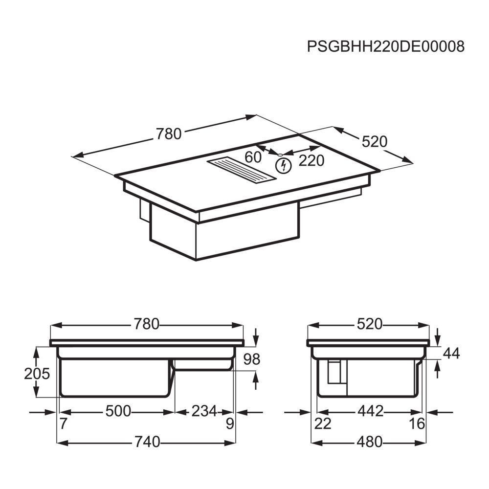 AEG 78cm Series 6000 Recirculating Air Venting Induction Hob CCE84543FB - BLACK AEG 78cm Series 6000 Recirculating Air Venting Induction Hob CCE84543FB - BLACK