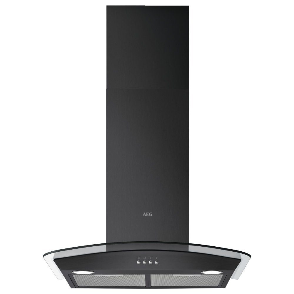 AEG  60cm Series 3000 Curved Glass Chimney Hood DTX3640B - BLACK
