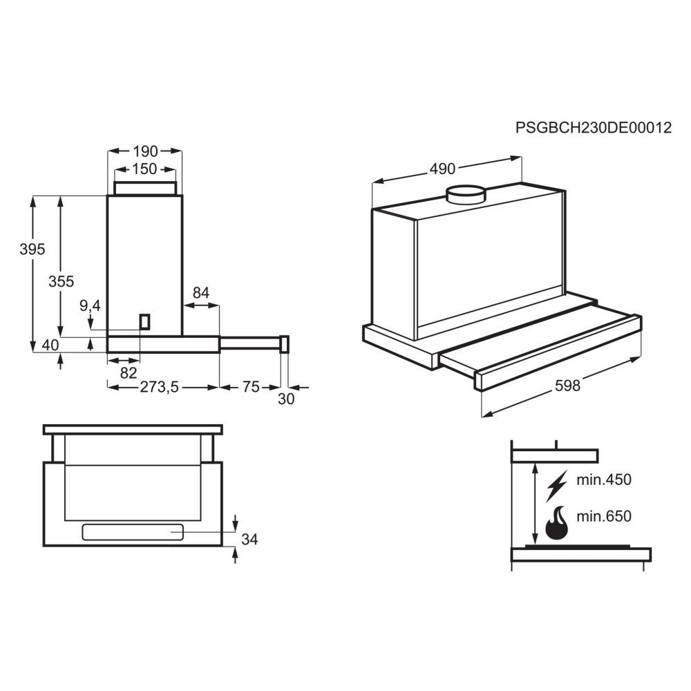 AEG 60cm Series 8000 Telescopic Cooker Hood GDP866PB - Black AEG 60cm Series 8000 Telescopic Cooker Hood GDP866PB - Black