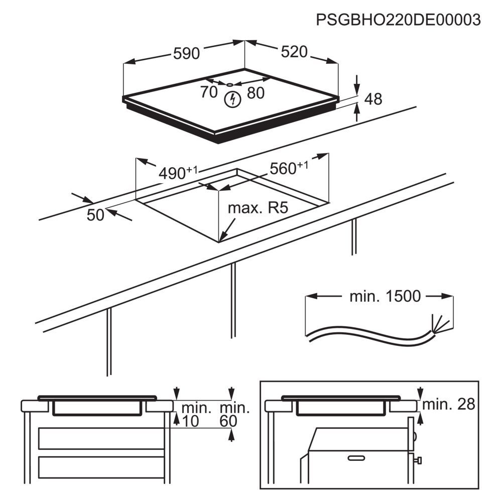 AEG 60cm Series 3000 Frameless 4 Zone Induction Hob 13A supply IBX64200CB - BLACK AEG 60cm Series 3000 Frameless 4 Zone Induction Hob 13A supply IBX64200CB - BLACK