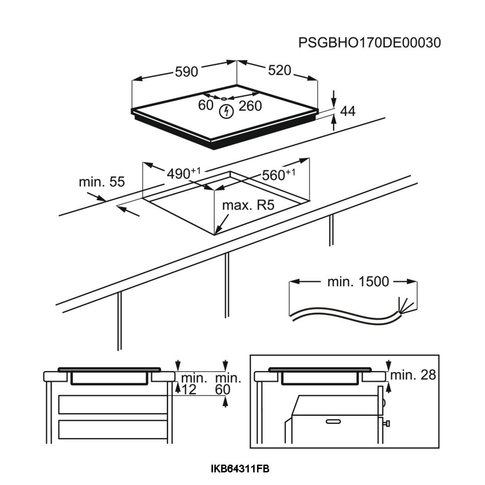 AEG 60cm Series 3000 4 Zone Hob2Hood Bevelled Edge Induction Hob IKB64311FB - BLACK AEG 60cm Series 3000 4 Zone Hob2Hood Bevelled Edge Induction Hob IKB64311FB - BLACK