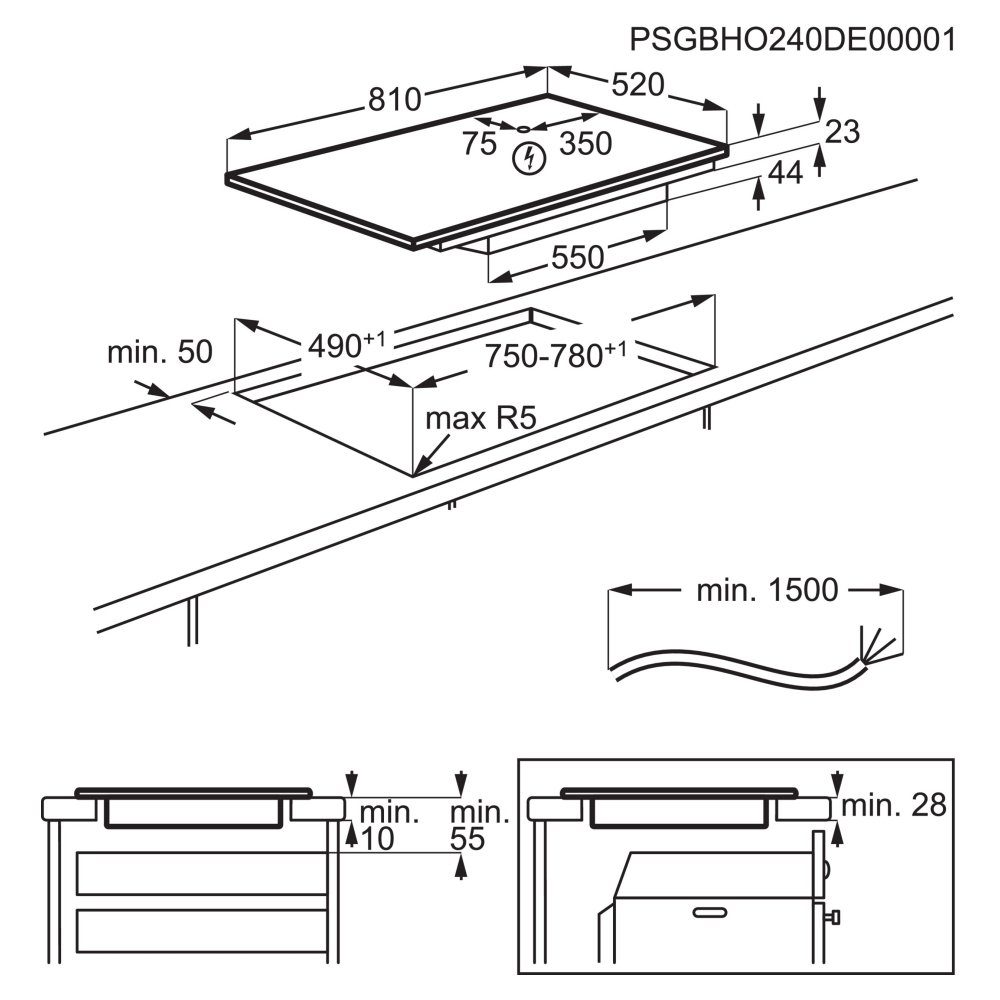 AEG 81cm Series 6000 4 Zone Hob2Hood Induction Hob TI84IB00FZ - BLACK AEG 81cm Series 6000 4 Zone Hob2Hood Induction Hob TI84IB00FZ - BLACK