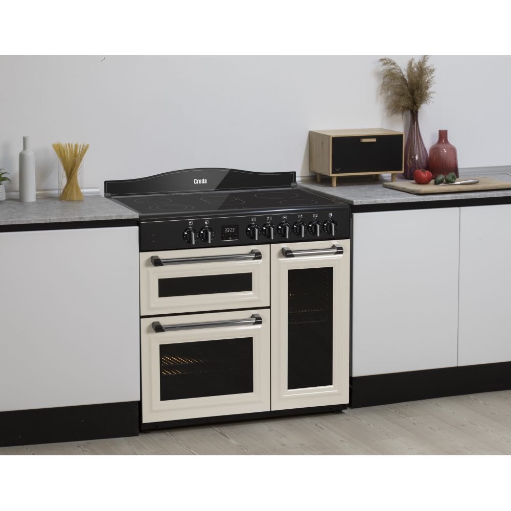 Creda 90cm Traditional Electric Ceramic Range Cooker C90RCCTCRM - CREAM Creda 90cm Traditional Electric Ceramic Range Cooker C90RCCTCRM - CREAM