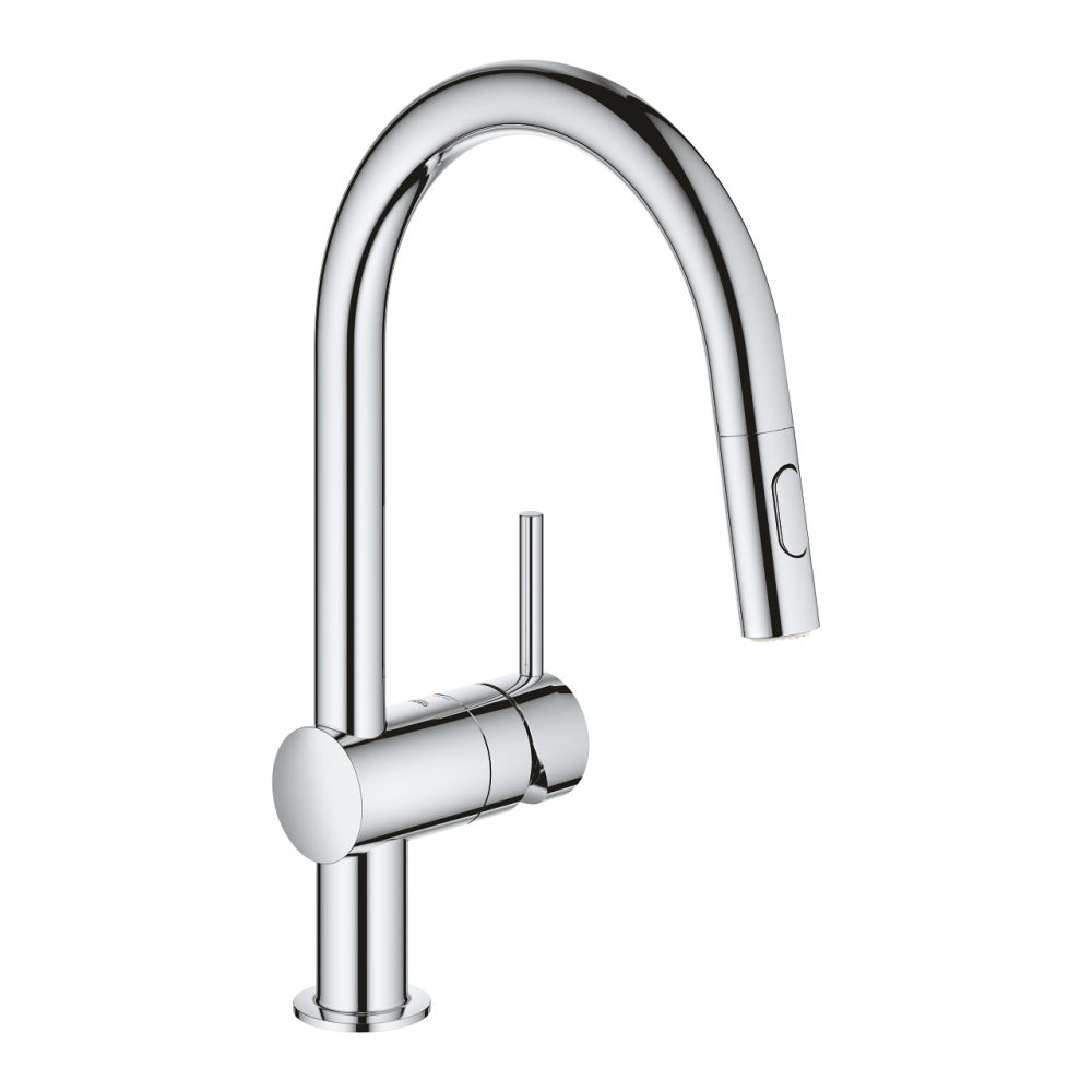 Minta Single Lever Mixer Tap C Spout Pull Out Spray CHROME