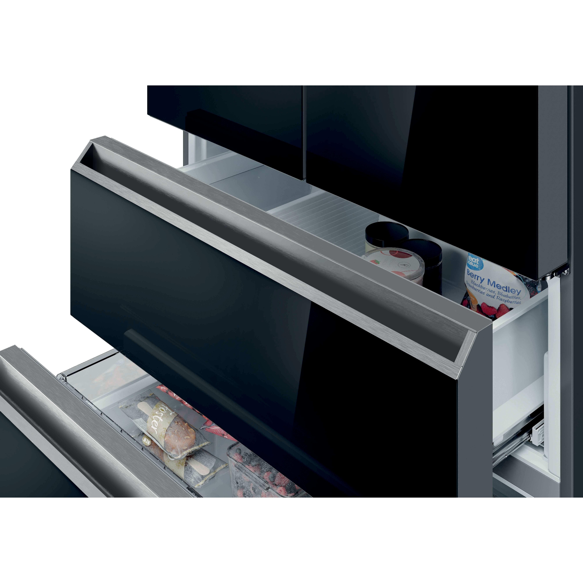 Haier Series 7 French Style Fridge Freezer With Ice Maker Non Plumbed HFR79F19DFGB - Black Glass Haier Series 7 French Style Fridge Freezer With Ice Maker Non Plumbed HFR79F19DFGB - Black Glass