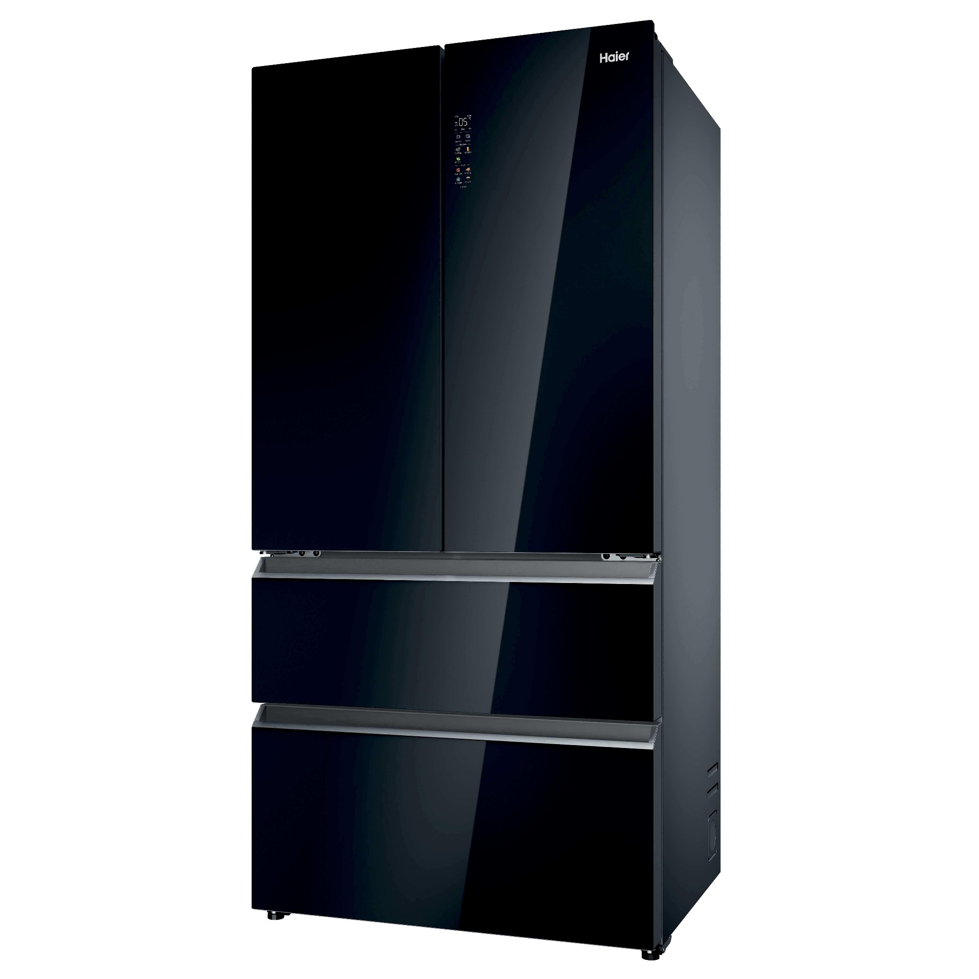 Haier Series 7 French Style Fridge Freezer With Ice Maker Non Plumbed HFR79F19DFGB - Black Glass Haier Series 7 French Style Fridge Freezer With Ice Maker Non Plumbed HFR79F19DFGB - Black Glass