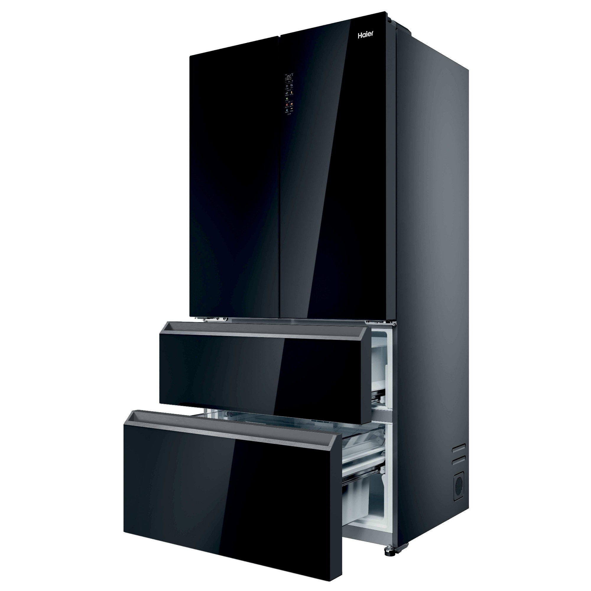 Haier Series 7 French Style Fridge Freezer With Ice Maker Non Plumbed HFR79F19DFGB - Black Glass Haier Series 7 French Style Fridge Freezer With Ice Maker Non Plumbed HFR79F19DFGB - Black Glass