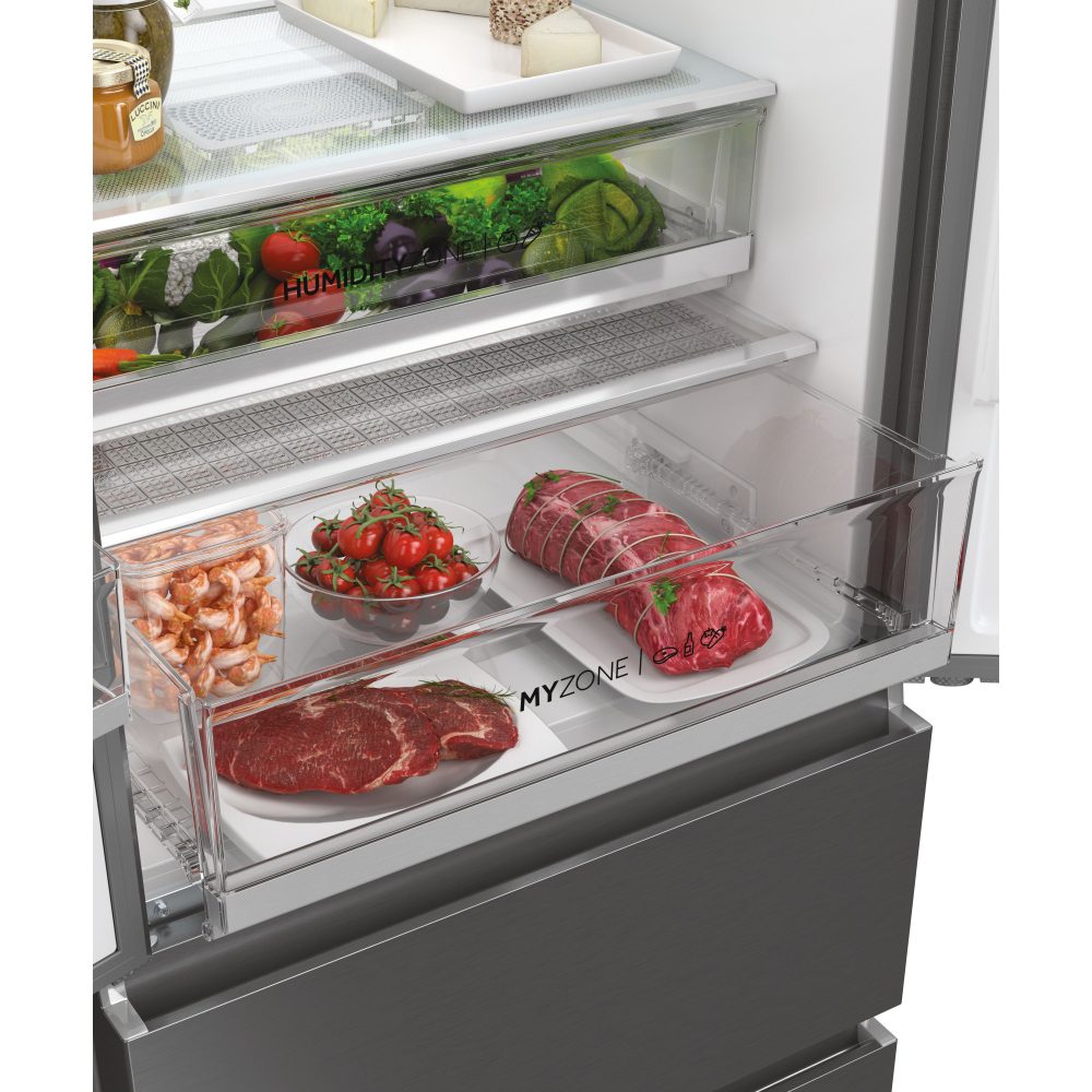 Haier 70cm French Style 4 Door Fridge Freezer Water Dispenser Non Plumbed HFW7720EWMP - GREY Haier 70cm French Style 4 Door Fridge Freezer Water Dispenser Non Plumbed HFW7720EWMP - GREY