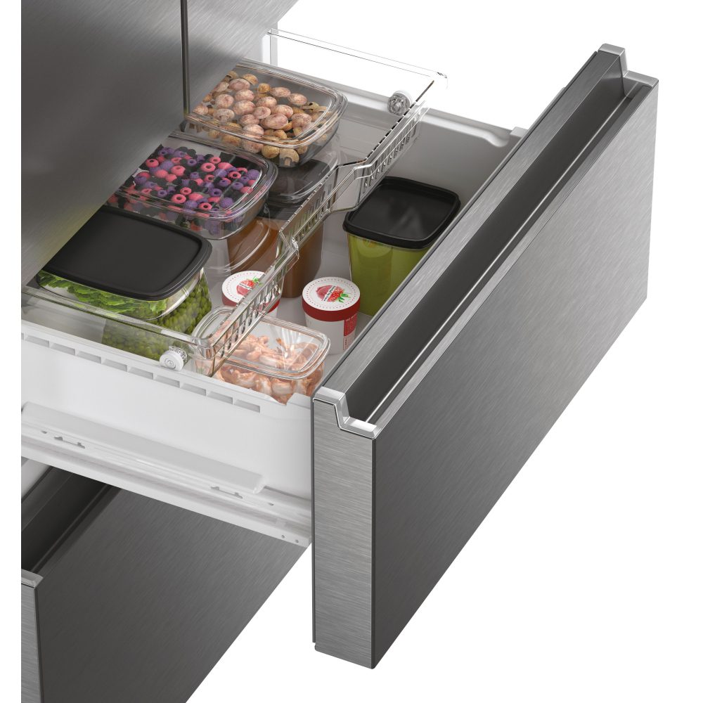 Haier 70cm French Style 4 Door Fridge Freezer Water Dispenser Non Plumbed HFW7720EWMP - GREY Haier 70cm French Style 4 Door Fridge Freezer Water Dispenser Non Plumbed HFW7720EWMP - GREY