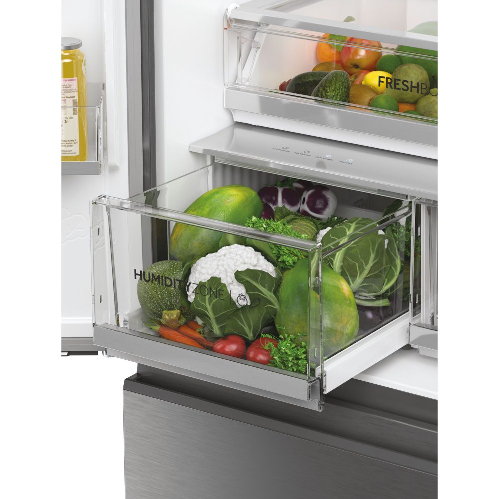 Haier French Style 4 Door Fridge Freezer With Water Dispenser Non Plumbed HFW7819EWMP - PLATINUM INOX Haier French Style 4 Door Fridge Freezer With Water Dispenser Non Plumbed HFW7819EWMP - PLATINUM INOX