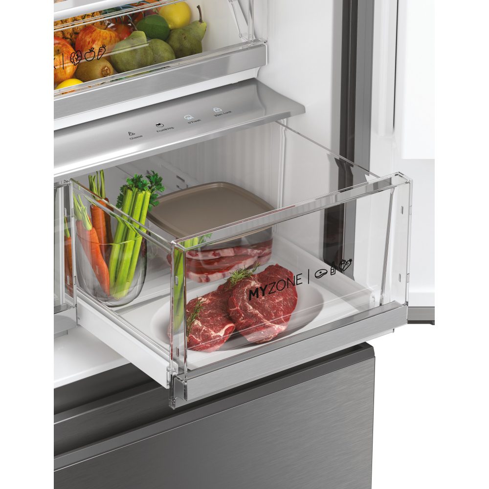 Haier French Style 4 Door Fridge Freezer With Water Dispenser Non Plumbed HFW7819EWMP - PLATINUM INOX Haier French Style 4 Door Fridge Freezer With Water Dispenser Non Plumbed HFW7819EWMP - PLATINUM INOX