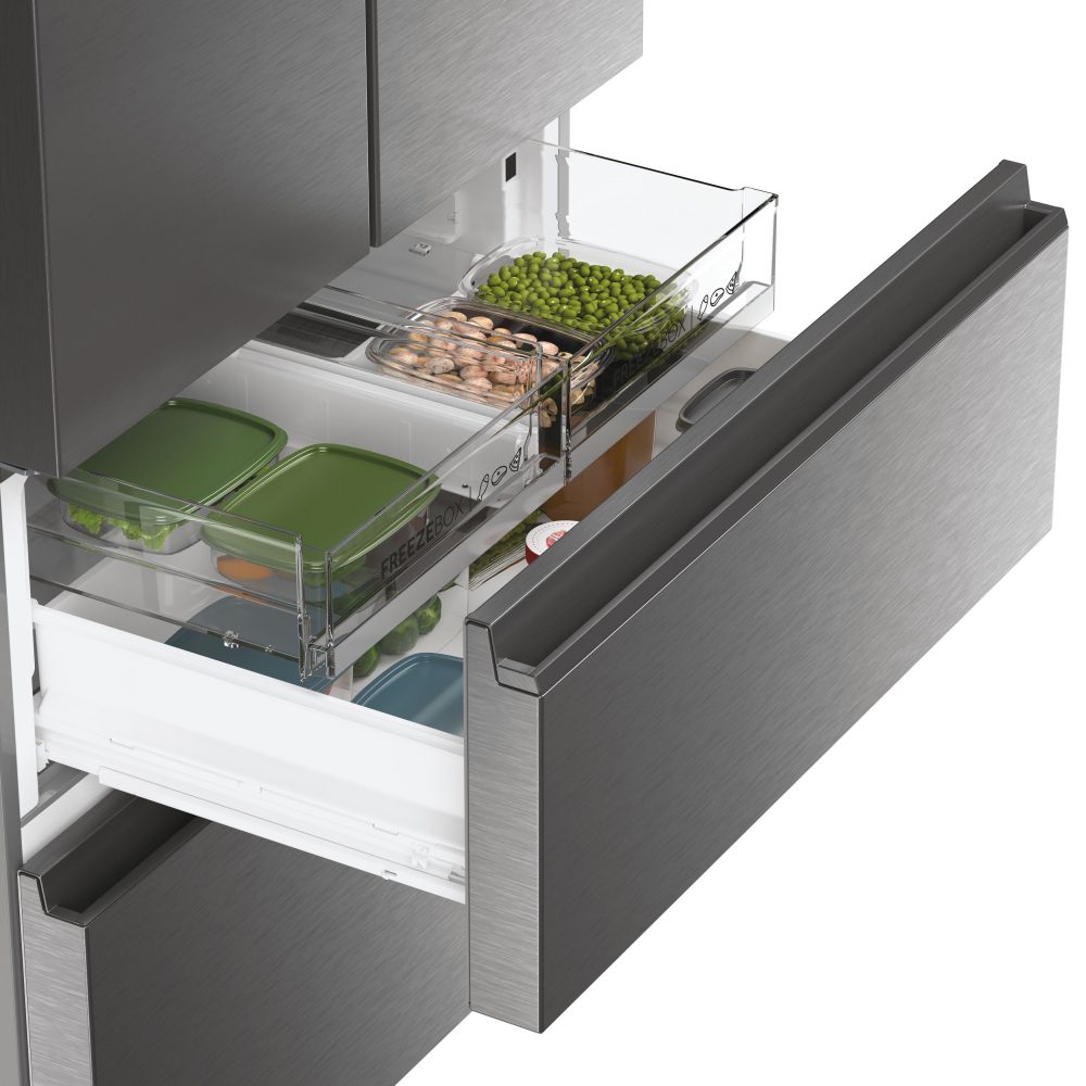 Haier French Style 4 Door Fridge Freezer With Water Dispenser Non Plumbed HFW7819EWMP - PLATINUM INOX Haier French Style 4 Door Fridge Freezer With Water Dispenser Non Plumbed HFW7819EWMP - PLATINUM INOX