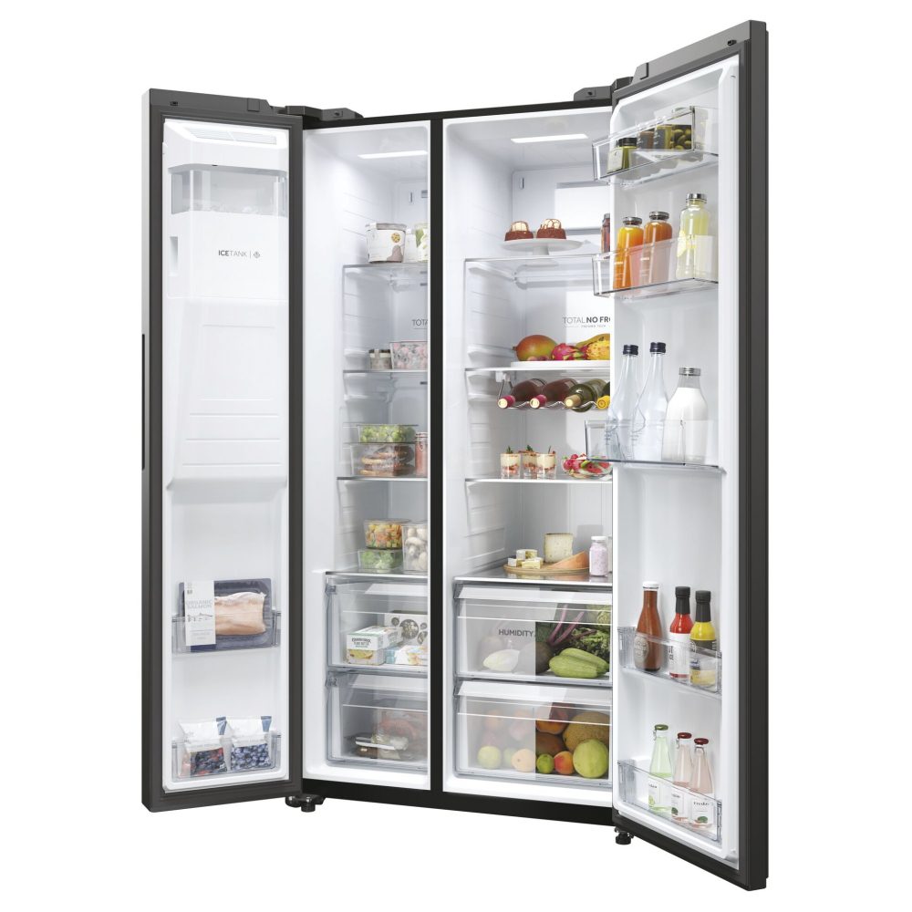 Haier HSW59F18EIPT American Style Fridge Freezer With Ice & Water - BLACK Haier HSW59F18EIPT American Style Fridge Freezer With Ice & Water - BLACK