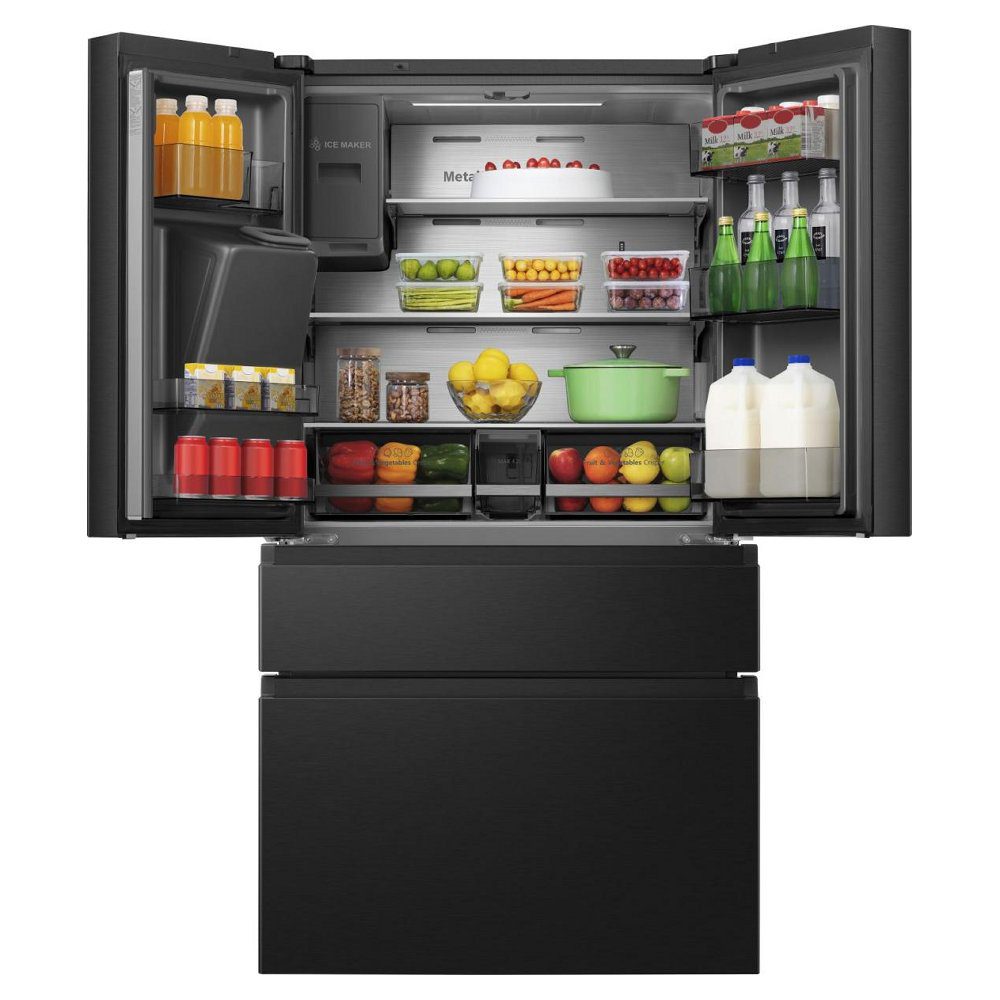 Hisense PureFlat French Door Fridge Freezer With Ice & Water Non Plumbed RF728N4SBFE - Black Hisense PureFlat French Door Fridge Freezer With Ice & Water Non Plumbed RF728N4SBFE - Black