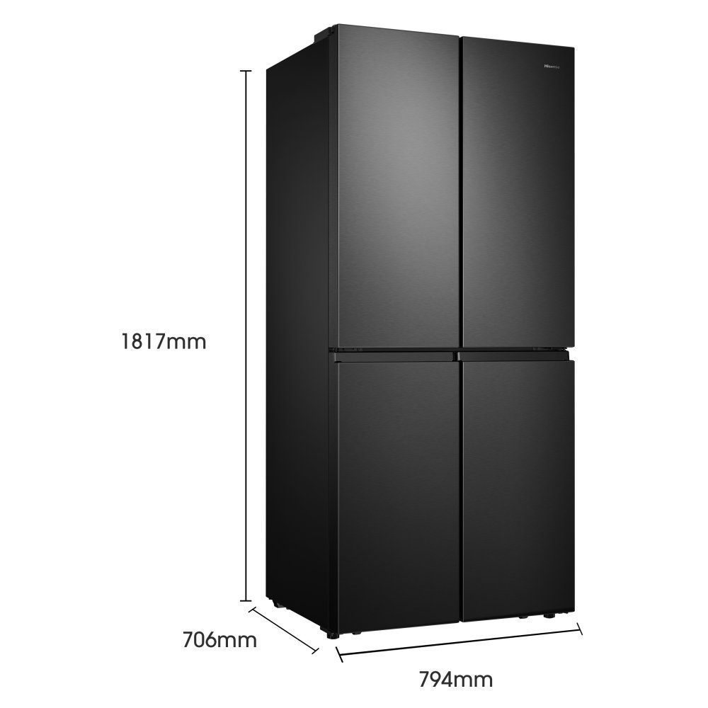 Hisense 79cm Four Door Fridge Freezer RQ563N4SF2 - BLACK STEEL Hisense 79cm Four Door Fridge Freezer RQ563N4SF2 - BLACK STEEL