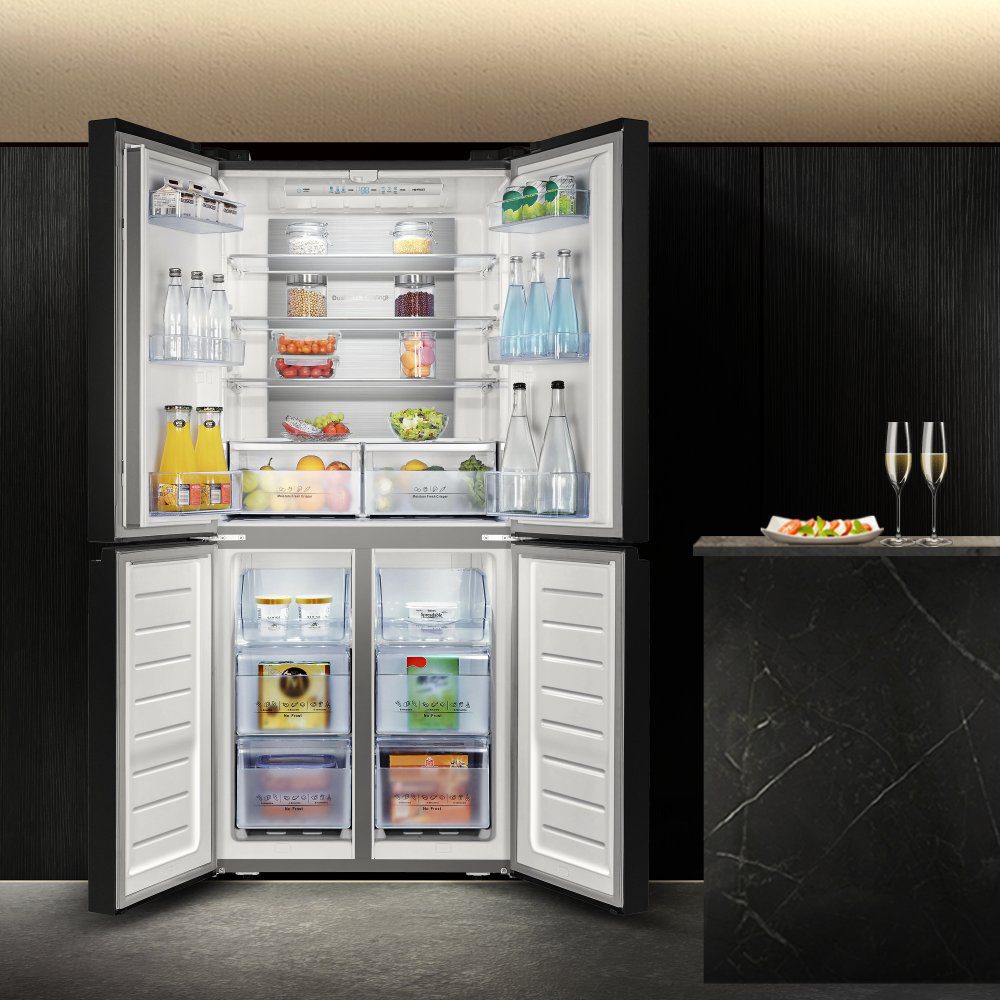 Hisense 79cm Four Door Fridge Freezer RQ563N4SF2 - BLACK STEEL Hisense 79cm Four Door Fridge Freezer RQ563N4SF2 - BLACK STEEL
