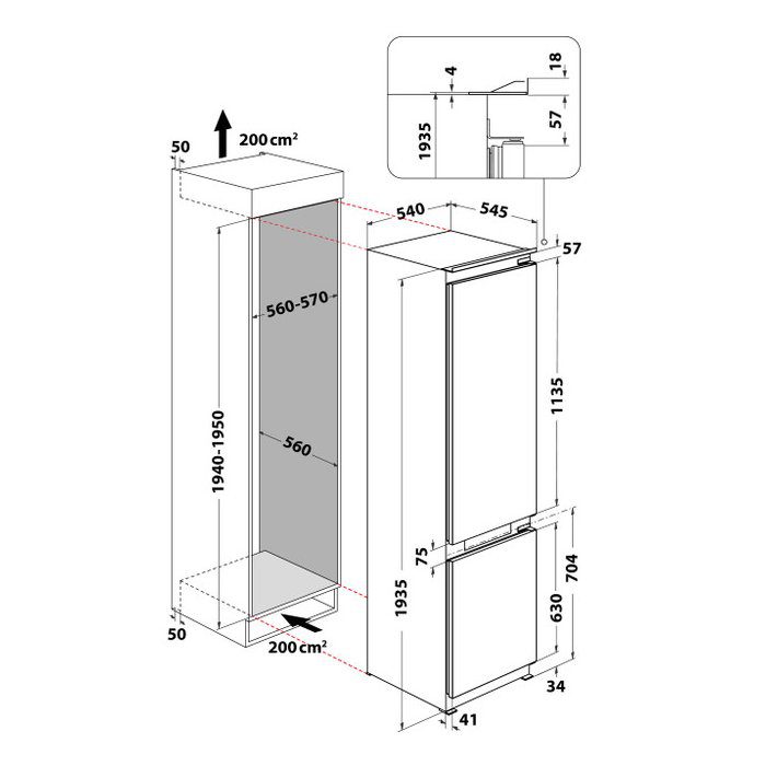 Hotpoint HTC20T322 194cm Integrated 70/30 Frost Free Fridge Freezer Hotpoint HTC20T322 194cm Integrated 70/30 Frost Free Fridge Freezer