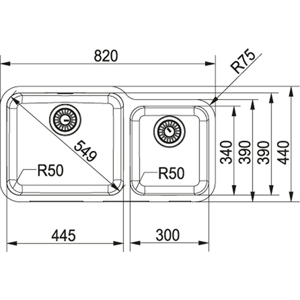 Franke Largo 1.5 Undermount Sink Right Hand Small Bowl LARGO LAX120 45-30 RHSB - STAINLESS STEEL Franke Largo 1.5 Undermount Sink Right Hand Small Bowl LARGO LAX120 45-30 RHSB - STAINLESS STEEL