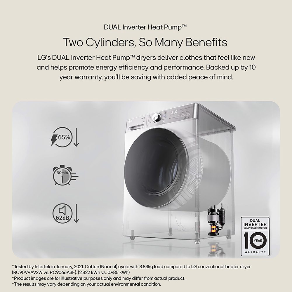 LG Series 7 FDV909BN 9kg DUAL Inverter™ Heat Pump Dryer - Black LG Series 7 FDV909BN 9kg DUAL Inverter™ Heat Pump Dryer - Black