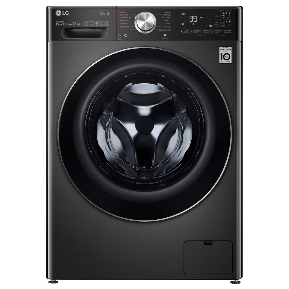 LG 12kg Autodose TurboWash Steam Washing Machine F4V1112BTSA - BLACK STEEL LG 12kg Autodose TurboWash Steam Washing Machine F4V1112BTSA - BLACK STEEL