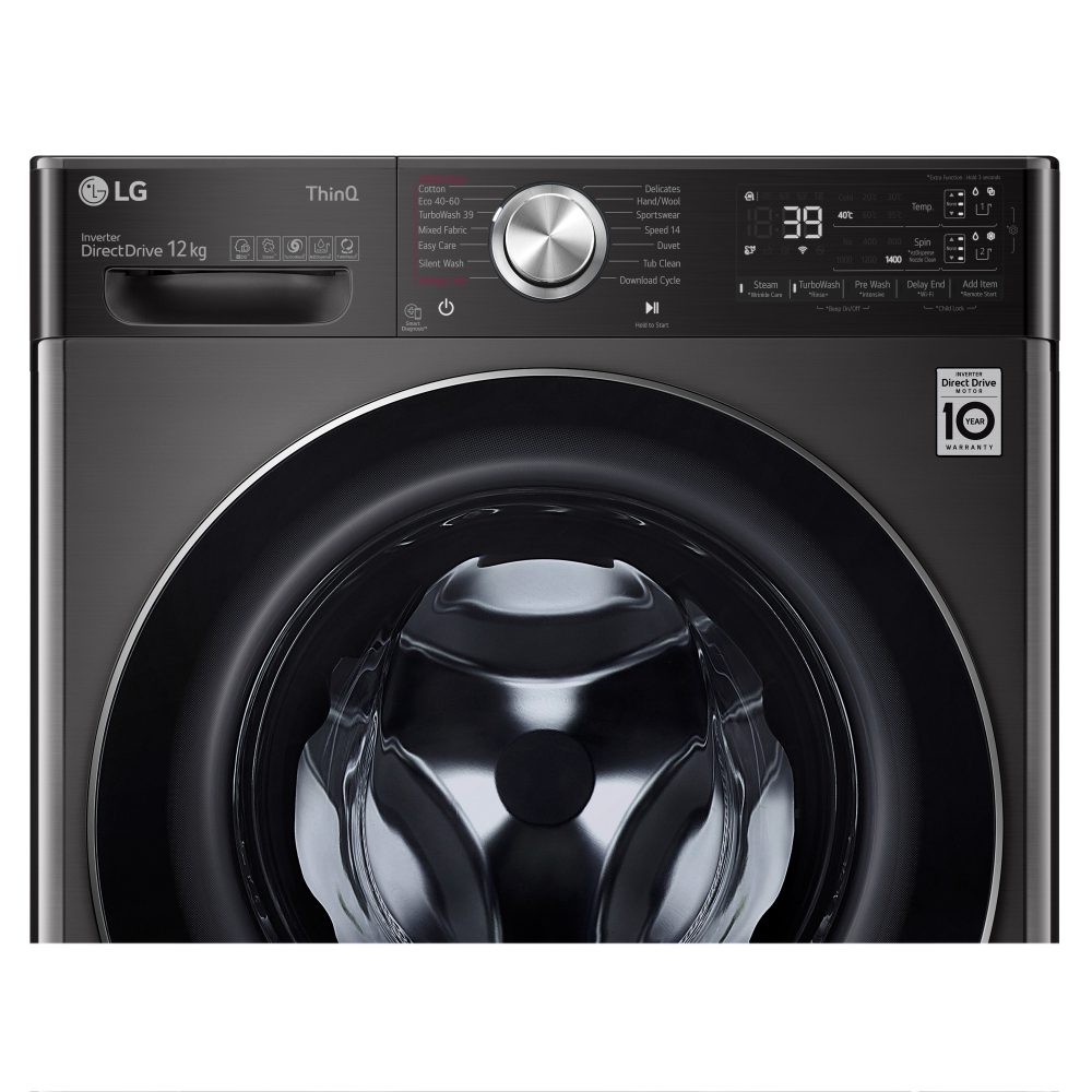 LG 12kg Autodose TurboWash Steam Washing Machine F4V1112BTSA - BLACK STEEL LG 12kg Autodose TurboWash Steam Washing Machine F4V1112BTSA - BLACK STEEL