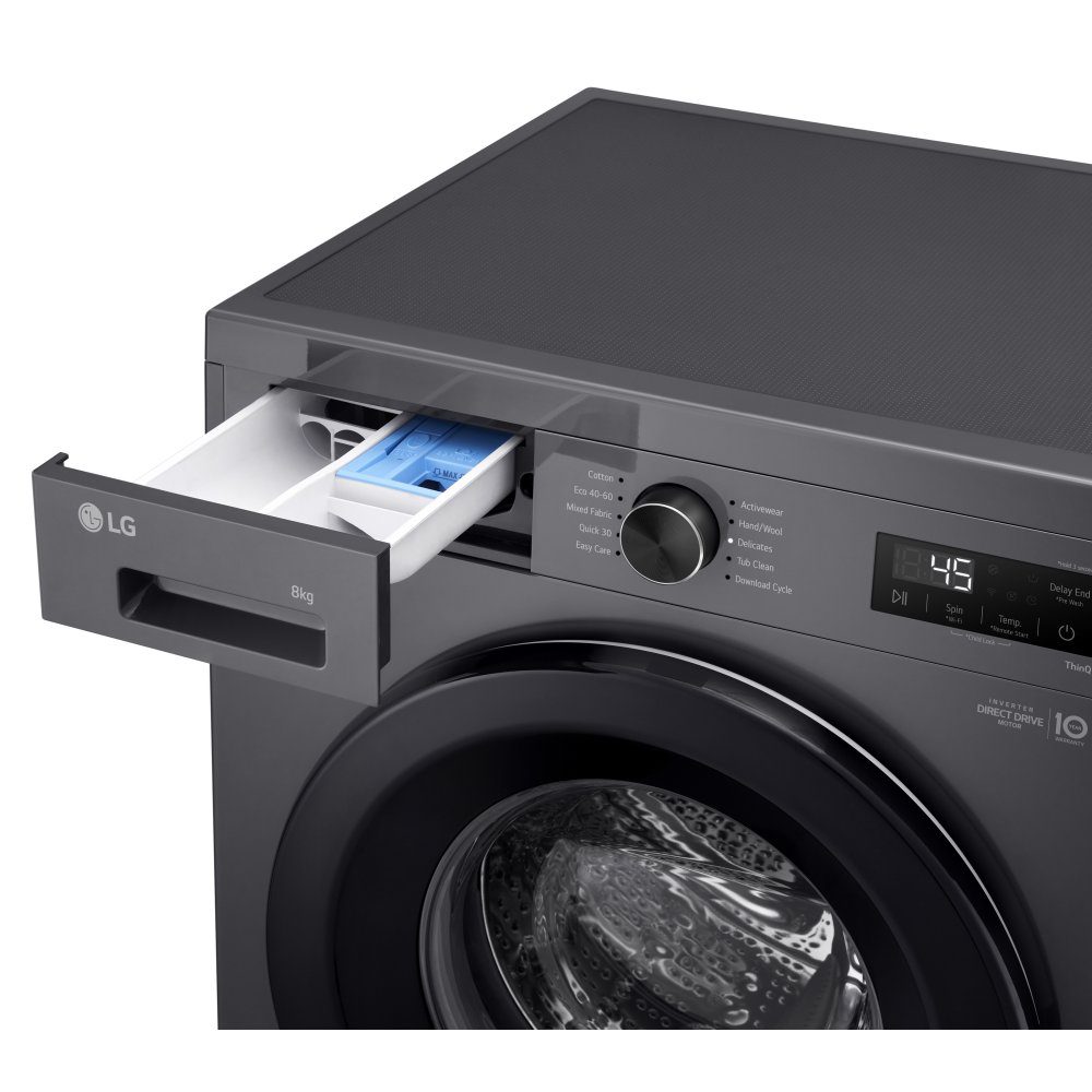 LG 8kg Steam Washing Machine F4X1008NMK - SLATE GREY LG 8kg Steam Washing Machine F4X1008NMK - SLATE GREY