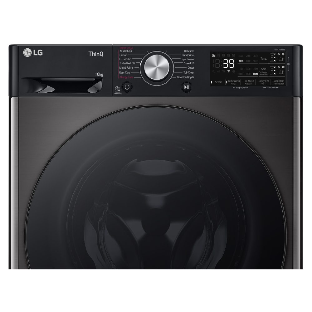 LG 10kg Autodose Steam Washing Machine F4Y710BBTA1 - Black Steel LG 10kg Autodose Steam Washing Machine F4Y710BBTA1 - Black Steel