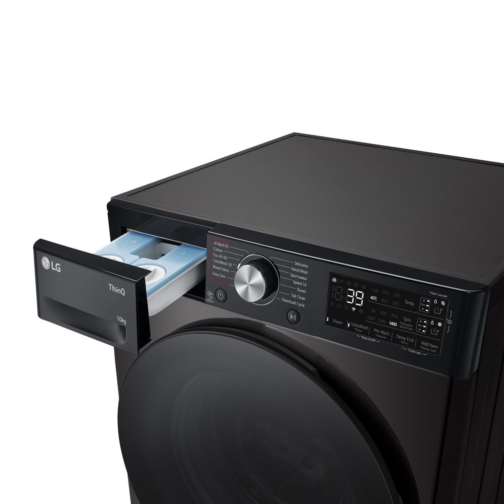 LG 10kg Autodose Steam Washing Machine F4Y710BBTA1 - Black Steel LG 10kg Autodose Steam Washing Machine F4Y710BBTA1 - Black Steel