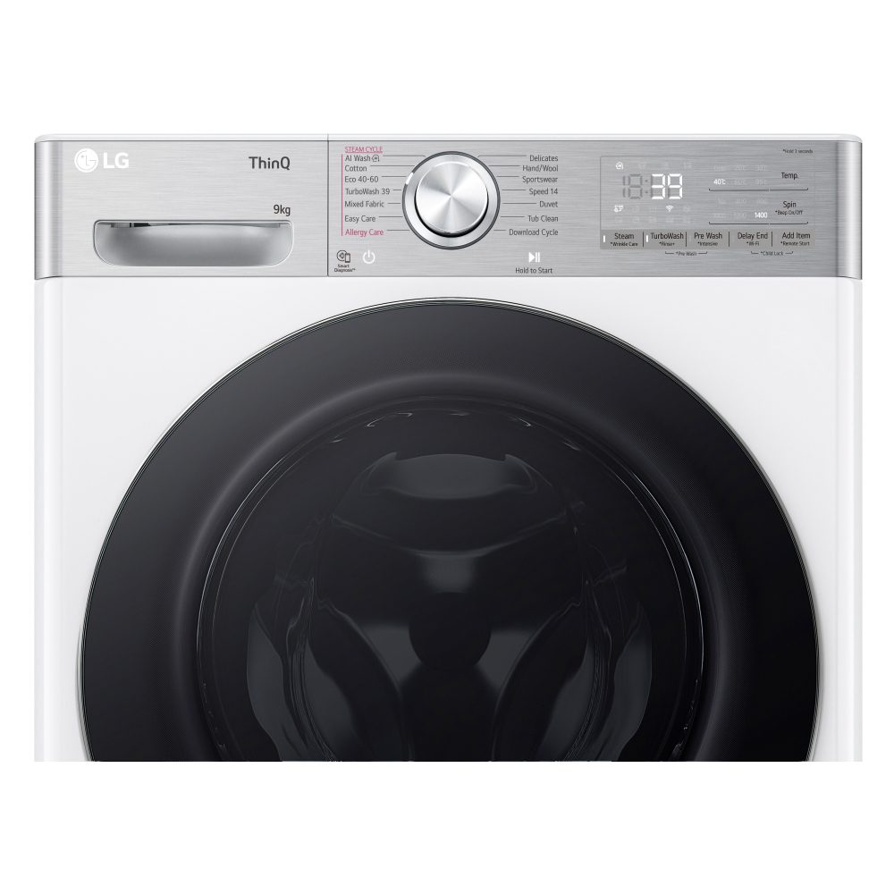 LG 9kg TurboWash Steam Washing Machine F4Y909WCTN4 - WHITE LG 9kg TurboWash Steam Washing Machine F4Y909WCTN4 - WHITE