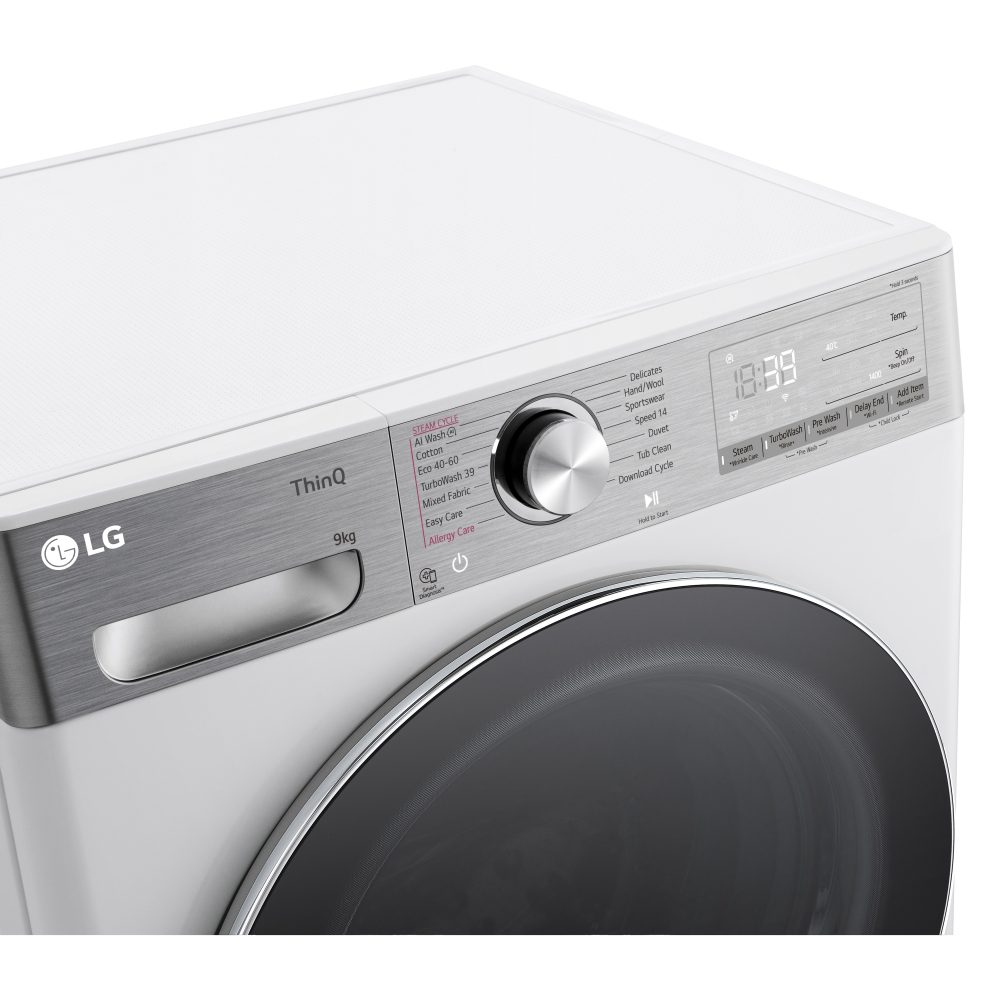 LG 9kg TurboWash Steam Washing Machine F4Y909WCTN4 - WHITE LG 9kg TurboWash Steam Washing Machine F4Y909WCTN4 - WHITE