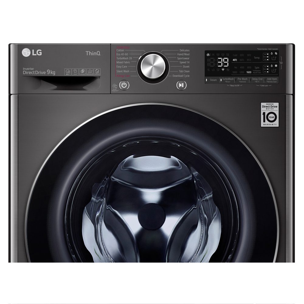 LG 9kg Autodose TurboWash Steam Washing Machine 1600rpm F6V909BTSA - BLACK STEEL LG 9kg Autodose TurboWash Steam Washing Machine 1600rpm F6V909BTSA - BLACK STEEL