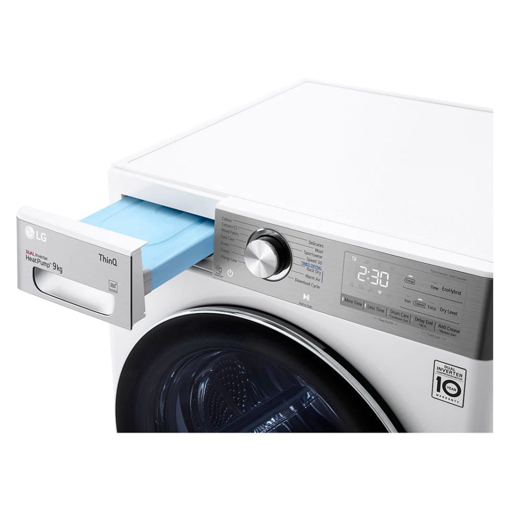 LG 9kg Eco Hybrid Heat Pump Condenser Tumble Dryer FDV1109W - WHITE LG 9kg Eco Hybrid Heat Pump Condenser Tumble Dryer FDV1109W - WHITE