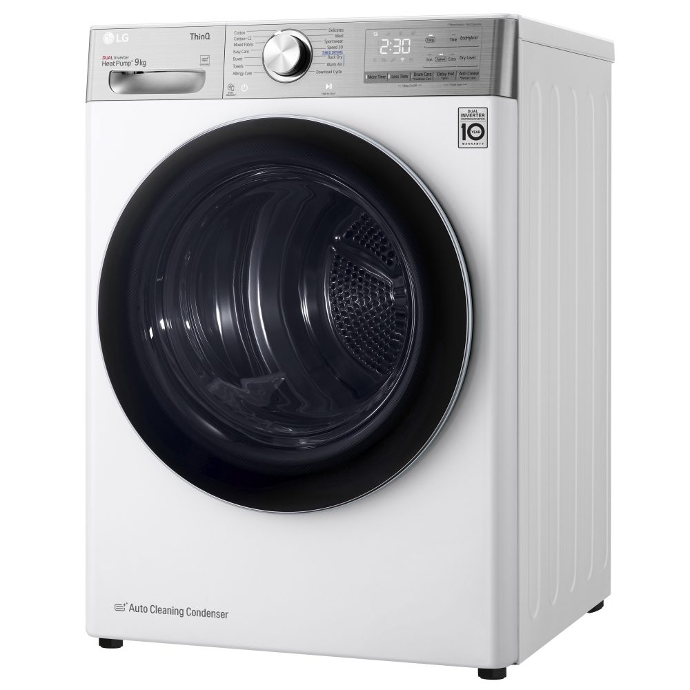 LG 9kg Eco Hybrid Heat Pump Condenser Tumble Dryer FDV1109W - WHITE LG 9kg Eco Hybrid Heat Pump Condenser Tumble Dryer FDV1109W - WHITE